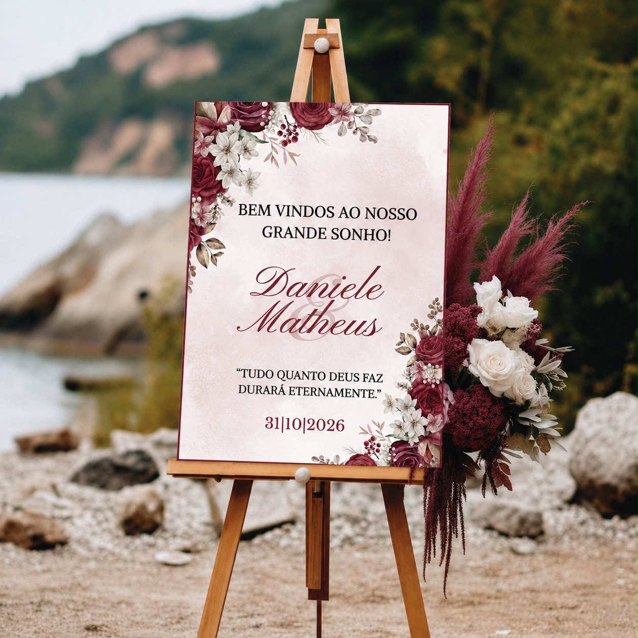 Placa de Boas-Vindas para casamento